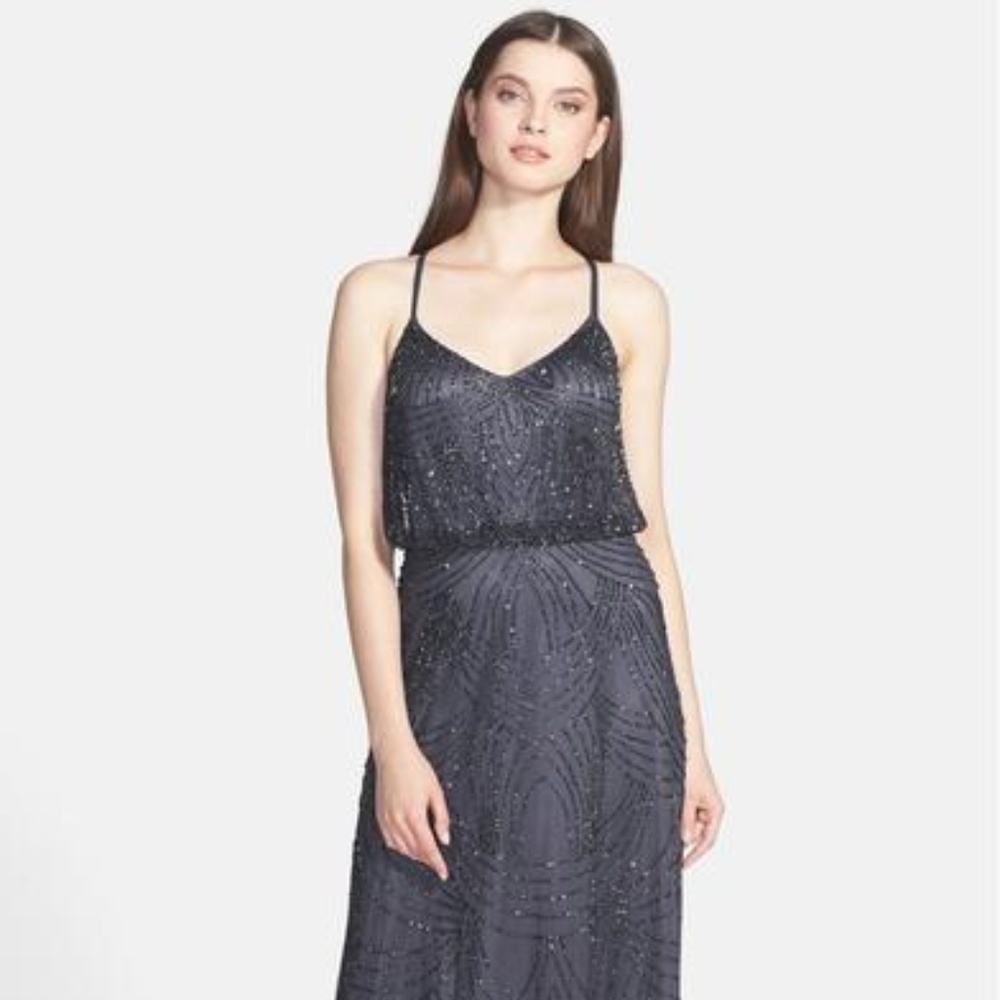 Adrianna Papell Blouson Floor Length Gown